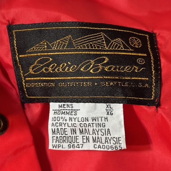 Eddie Bauer Mens Vintage Jacket Red Nylon Pullover Windbreaker Pockets. XL - Picture 9 of 9